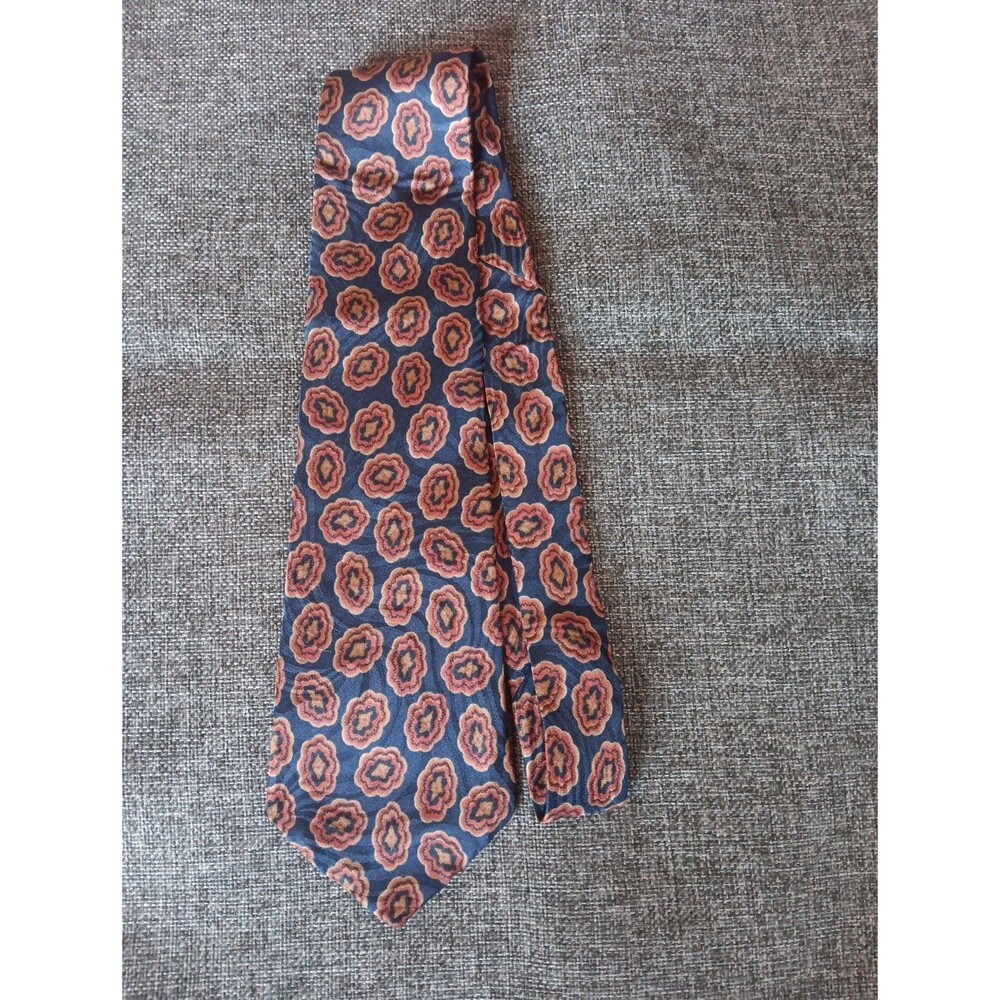 Tie 70s 80s 90s Y2K Mens Geoffrey Beene Silk Blue Beige Red 3.75 Wide 56 Long